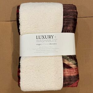 Luxury+ Washable Sherpa Throw Blanket - Cream & Multicolor
